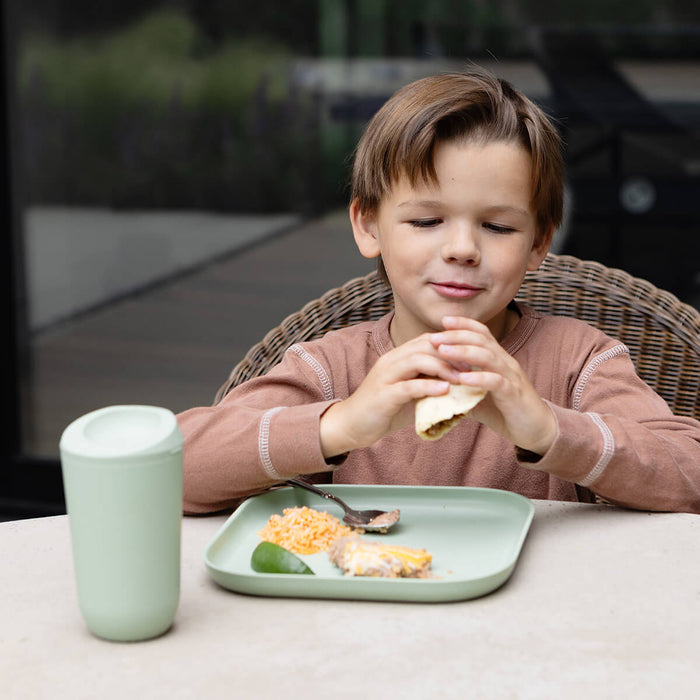 Mealtime Plate in Sage / ezpz Basics Line / Stylish, Durable Plates for Big Kids #color_sage