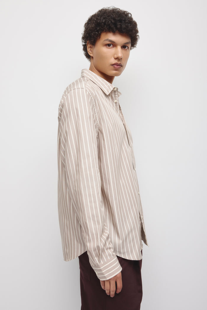 Men's Classic Stripe Shirt in Teak/Birch Stripe
