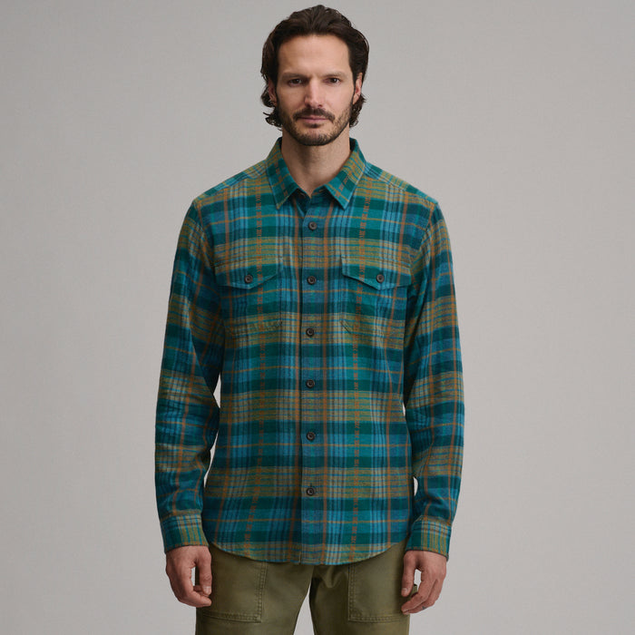 LS Eddies Cabin Shirt - Jaquard Plaid-Sea Glass-1