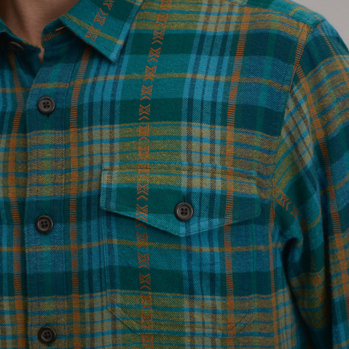 LS Eddies Cabin Shirt - Jaquard Plaid-Sea Glass-3