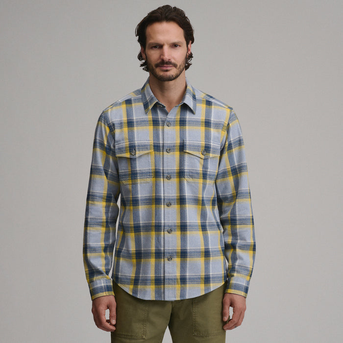 LS Eddies Cabin Shirt - Jaspe Flannel-Light Chambray 1-1