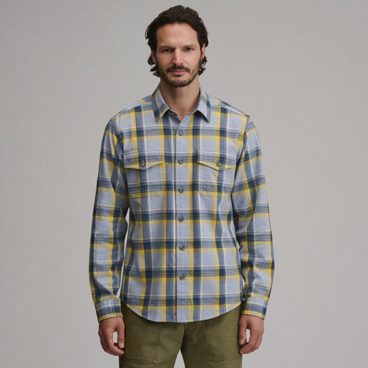 LS Eddies Cabin Shirt - Jaspe Flannel-Light Chambray 1-1