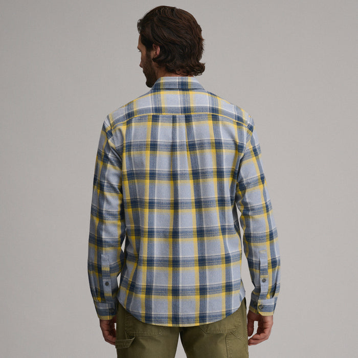 LS Eddies Cabin Shirt - Jaspe Flannel-Light Chambray 1-2