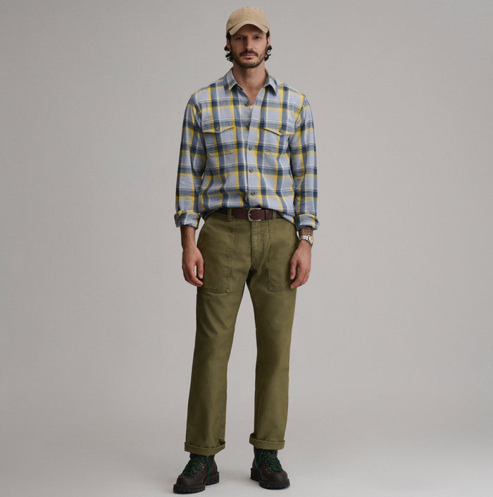 LS Eddies Cabin Shirt - Jaspe Flannel-Light Chambray 1-4