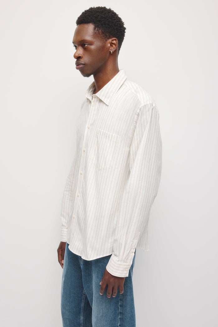Men's Relaxed Stripe Shirt in Birch/Winter Sky Stripe