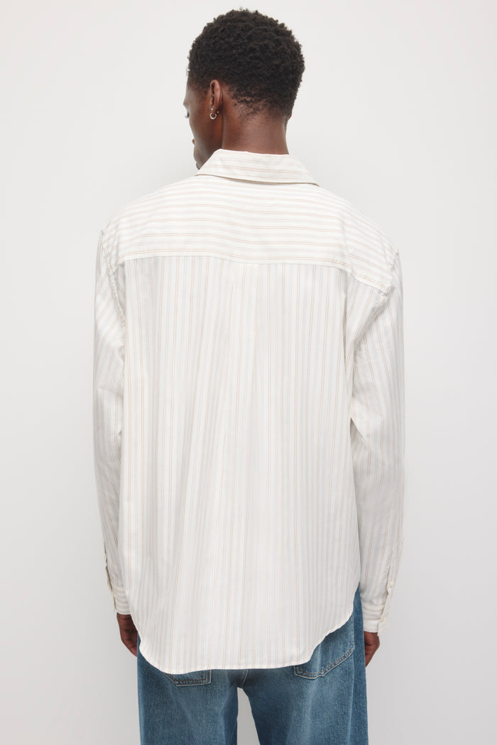 Men's Relaxed Stripe Shirt in Birch/Winter Sky Stripe