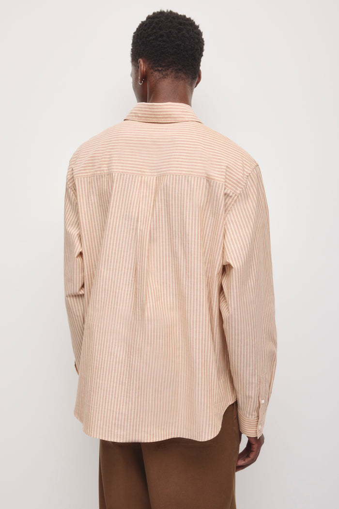 Men's Relaxed Stripe Shirt in Mahogany/Creme Brulee Stripe