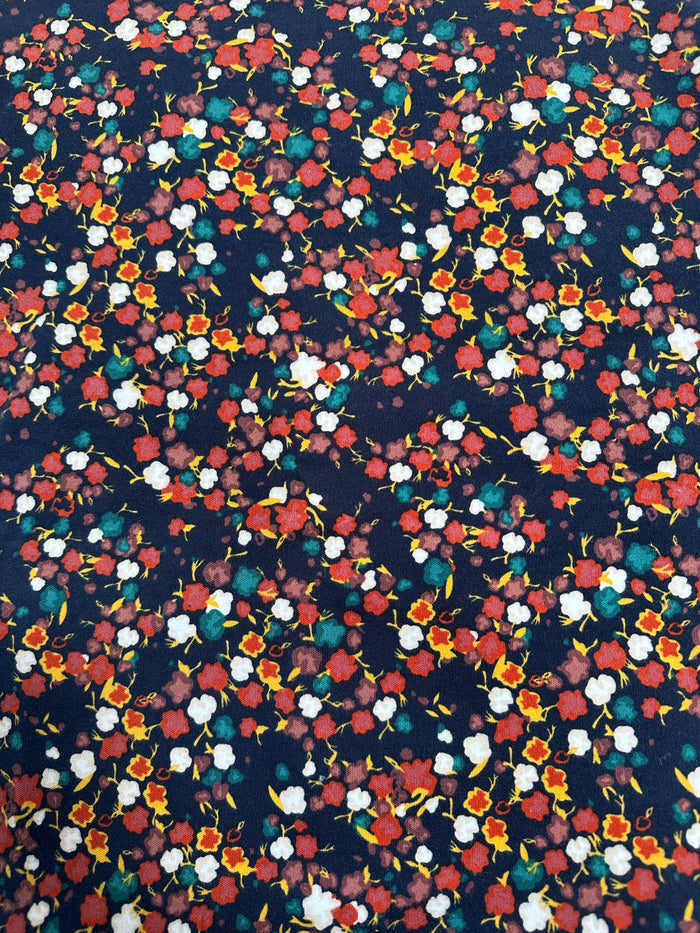 Midnight Petals (Dark floral with pops of red, white, teal & yellow) - Limited Vault Fabric