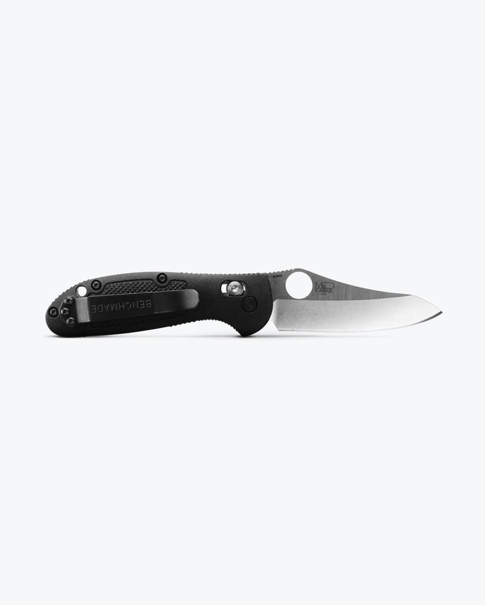 Mini Griptilian® Black Grivory® Sheepsfoot - Back View Open | Benchmade Knife Co.