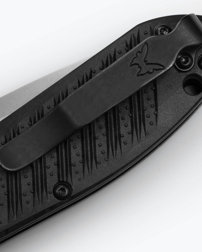 Mini Presidio® II CF-Elite® Handle Detail - Close Up Butterfly Logo | Benchmade Knife Co.