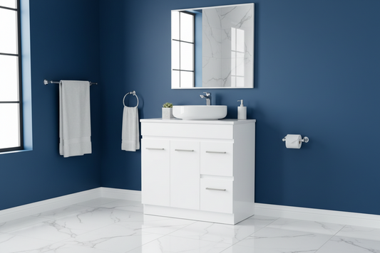 Misty White Style Freestanding Vanity with Stone Top 700/900m