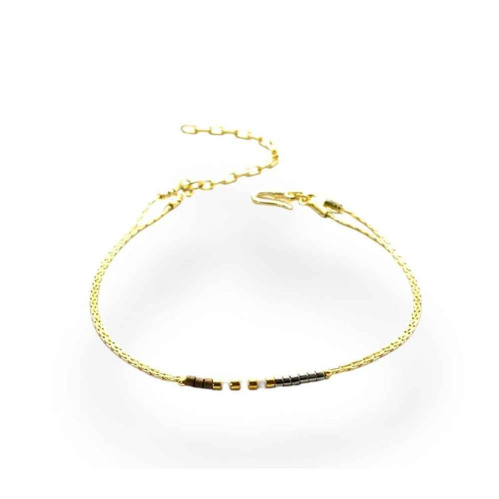 Miyuki seed bead bracelet, brass tones, view 2