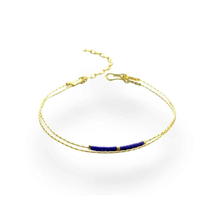 Miyuki seed bead bracelet, brass tones, view 3