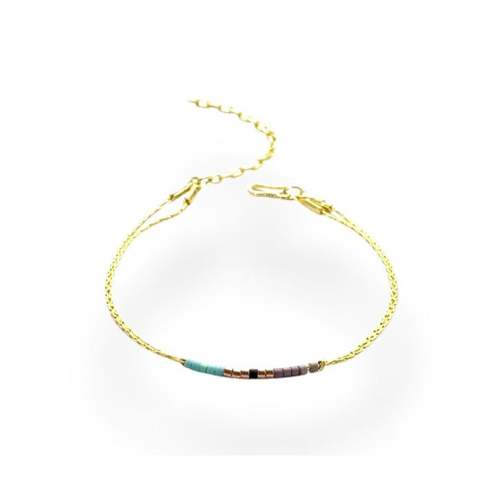 Miyuki seed bead bracelet, brass tones, view 4