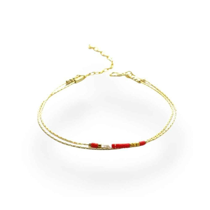 Miyuki seed bead bracelet, brass tones, view 5