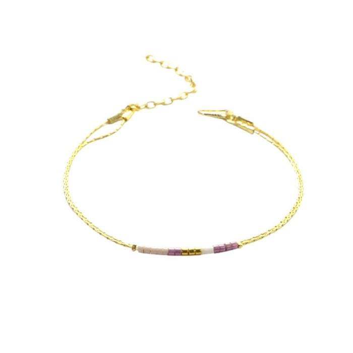 Miyuki seed bead bracelet, brass tones, view 6