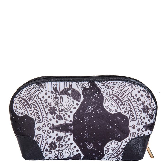 Women's monochrome cosmetic pouch and travel makeup bag for daily use
