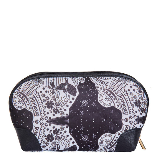 Women's monochrome cosmetic pouch and travel makeup bag for daily use