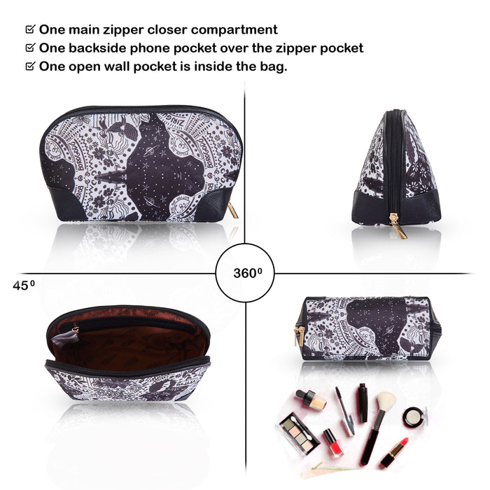 Women's monochrome cosmetic pouch and travel makeup bag for daily use-feature image