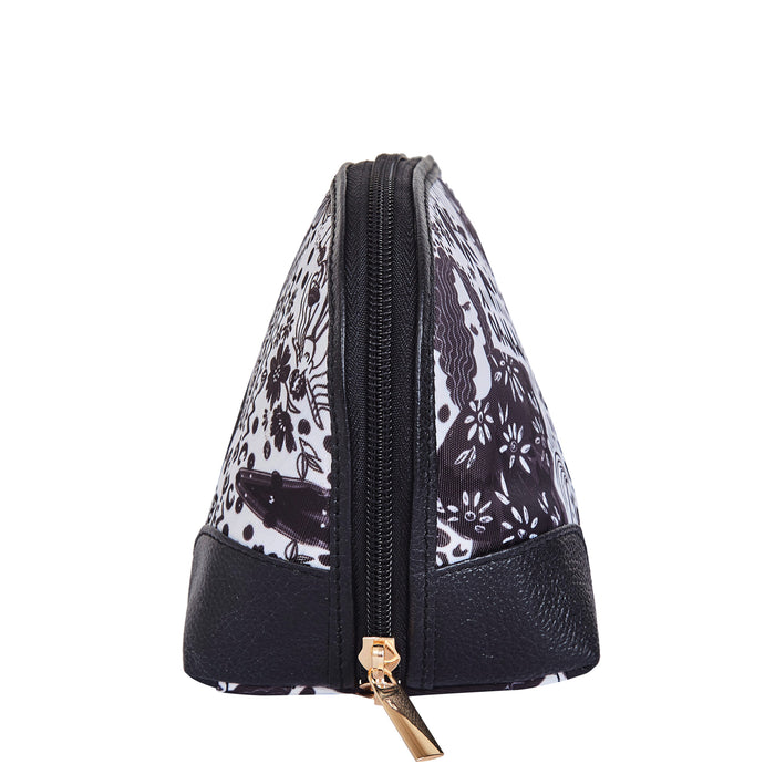 Women's monochrome cosmetic pouch and travel makeup bag for daily use-side view