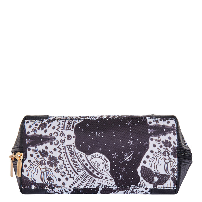 Women's monochrome cosmetic pouch and travel makeup bag for daily use-bottom view