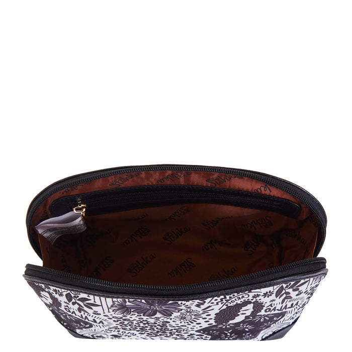 Women's monochrome cosmetic pouch and travel makeup bag for daily use-interior view