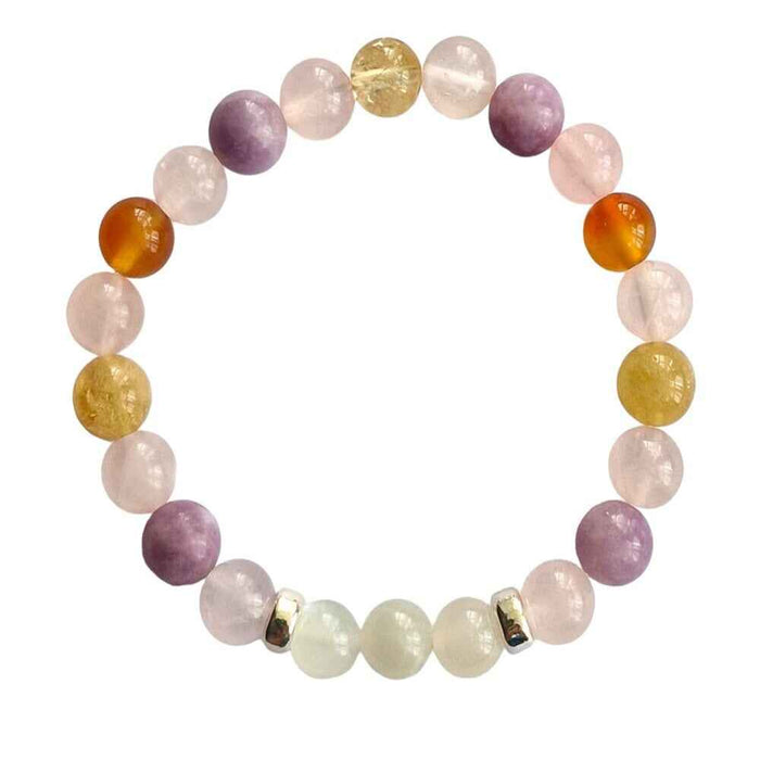 Moonstone and lepidolite gemstone bracelet, 8mm, view 2