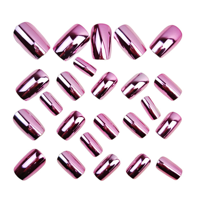 NA109 - Pink Shiny Electroplated Medium-Length European Square Nail