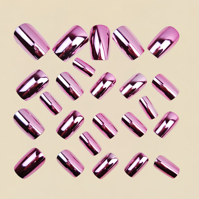 NA109 - Pink Shiny Electroplated Medium-Length European Square Nail