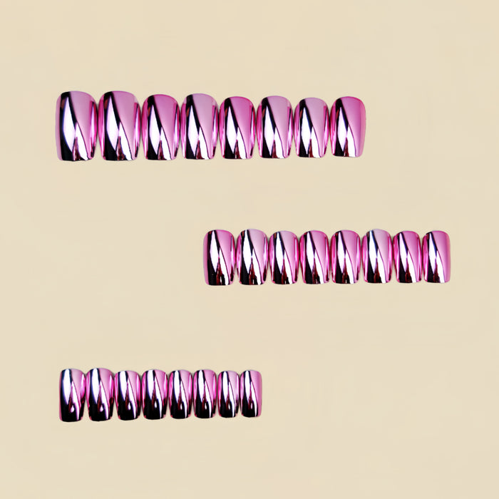 NA109 - Pink Shiny Electroplated Medium-Length European Square Nail