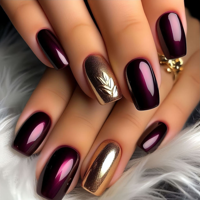 NA112 - Cat's Eye Purple Medium Long European Square Nail