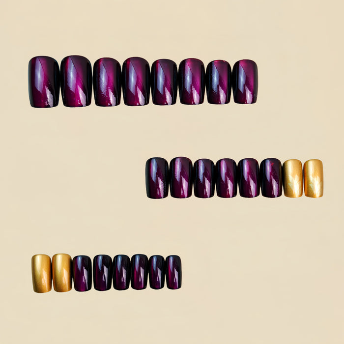 NA112 - Cat's Eye Purple Medium Long European Square Nail