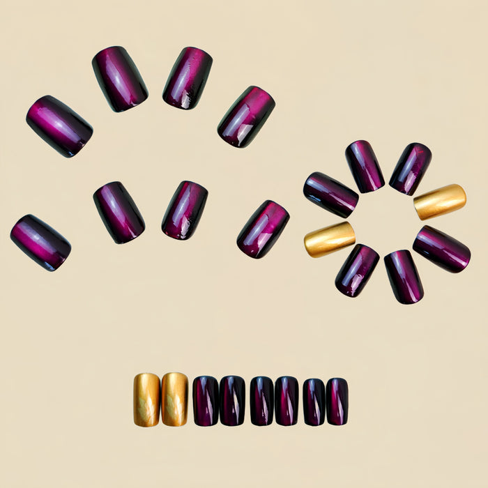 NA112 - Cat's Eye Purple Medium Long European Square Nail