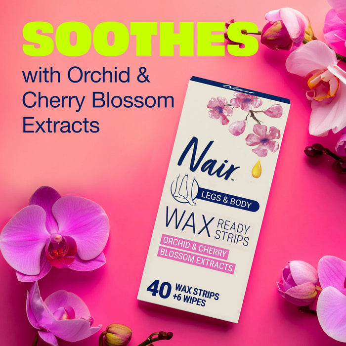 Nair Hair Remover Wax Ready Strips for Legs & Body 40 Strips
