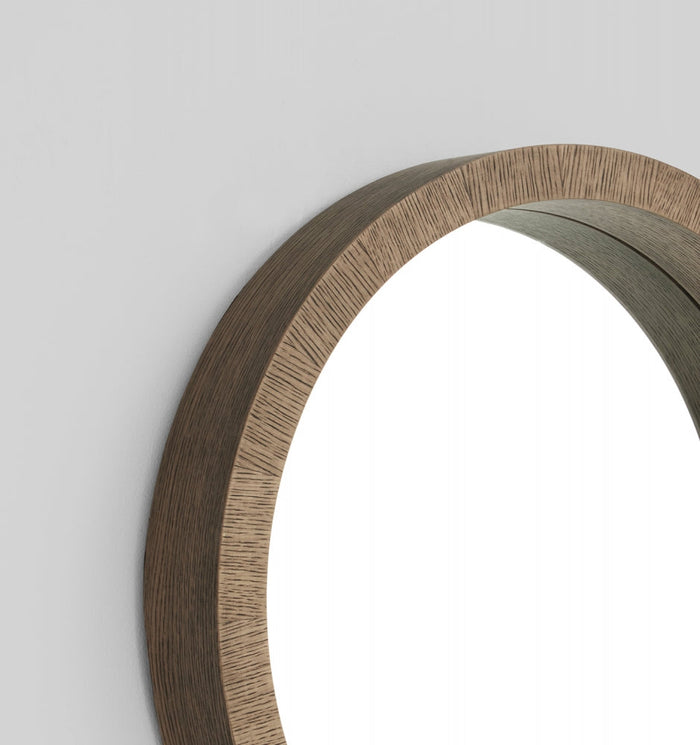 Hazel wood framed mirror, detail.