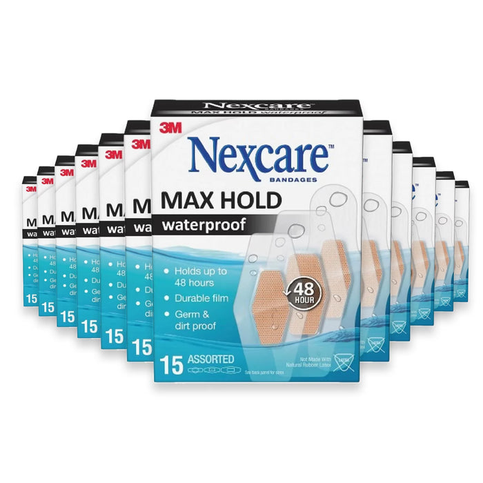 Nexcare Max Hold Waterproof Assorted Bandages – 15 Ct – 24 Pack