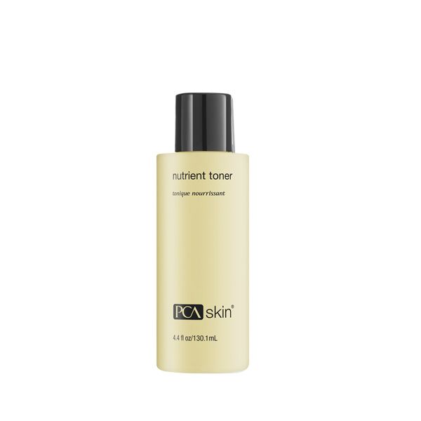 Nutrient Toner | PCA Skin in a pale yellow bottle with a black cap, designed for skincare and promoting healthy, nourished skin.