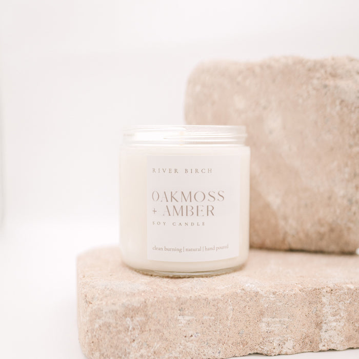 Oakmoss + Amber - 16 oz Clear Jar