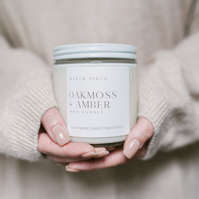 Oakmoss + Amber - 16 oz Clear Jar