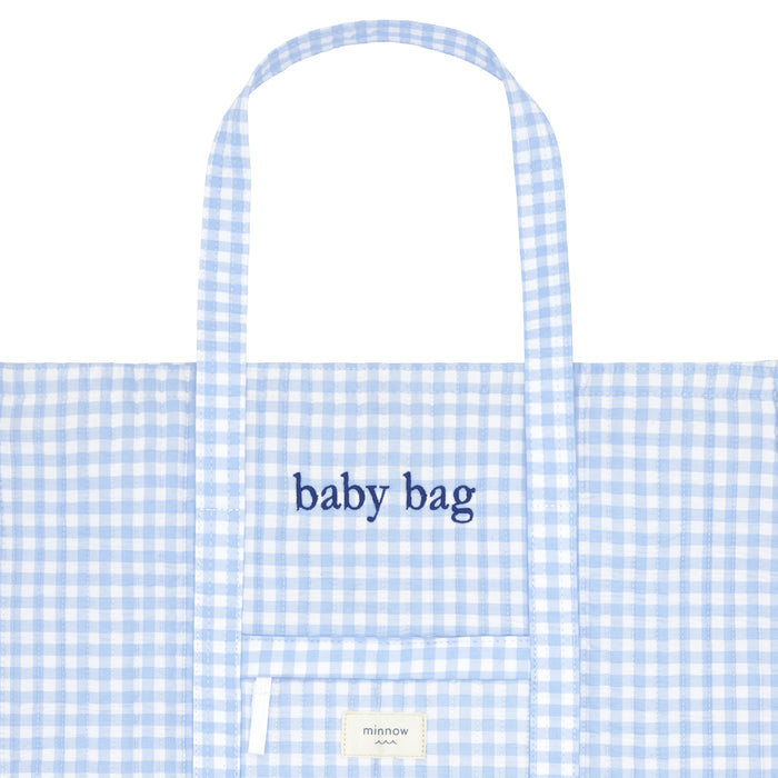 oasis blue gingham overnighter tote