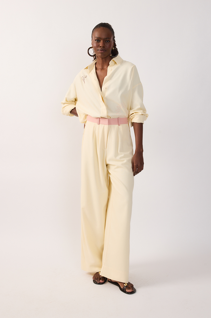 Off-White Bicolor Belt Loops Linen Pants_2