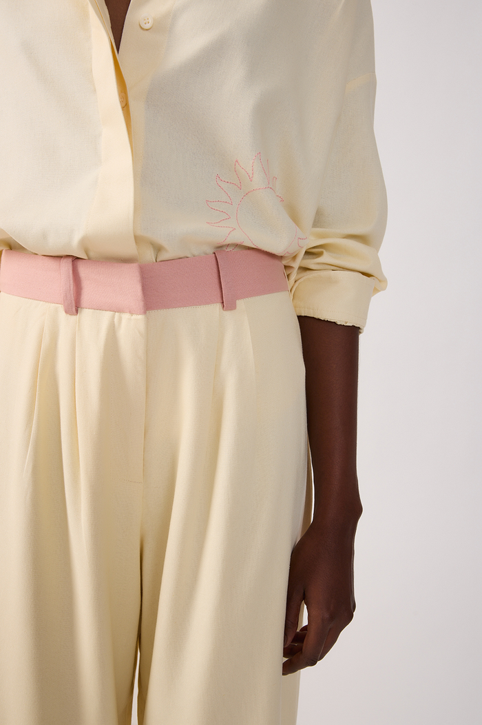 Off-White Bicolor Belt Loops Linen Pants_5