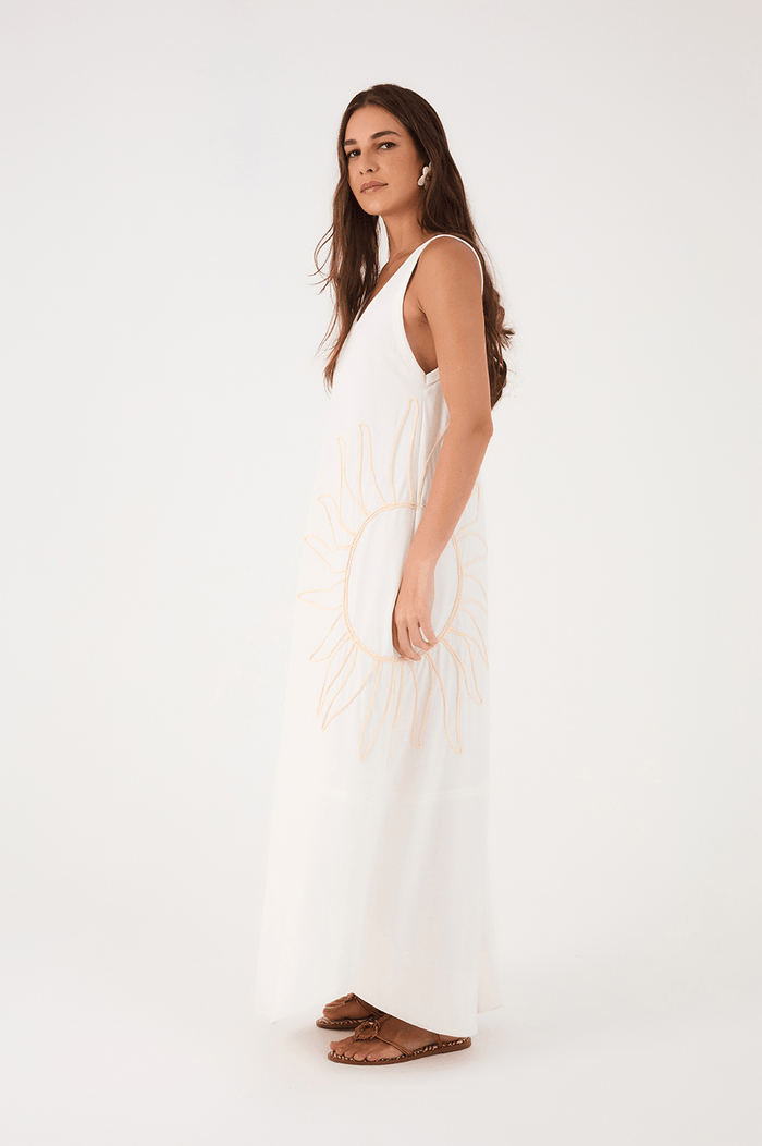 Off-White Embroidered Sun Sleeveless Relaxed Maxi Dress_2