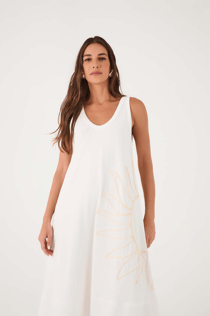 Off-White Embroidered Sun Sleeveless Relaxed Maxi Dress_3