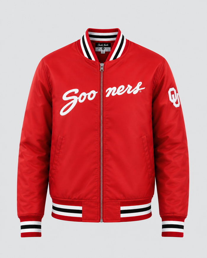 Oklahoma Sooners Script Crimson Varsity Jacket