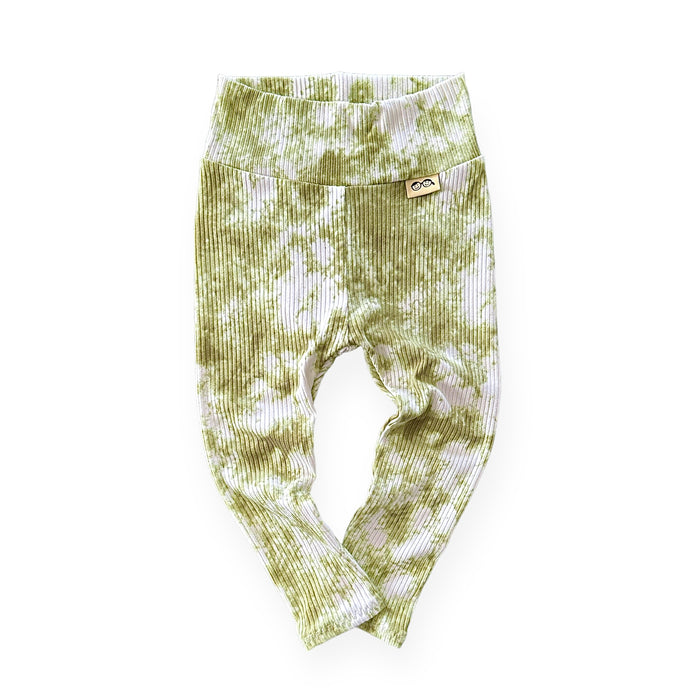 Olive Green Tie Dye Ribbed Lounge Set