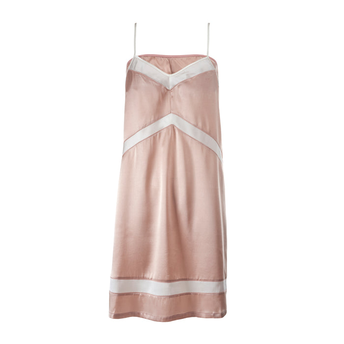 Organic Cotton and Silk Nightdress with built in bra in Pink, front view – Juliemay Lingerie