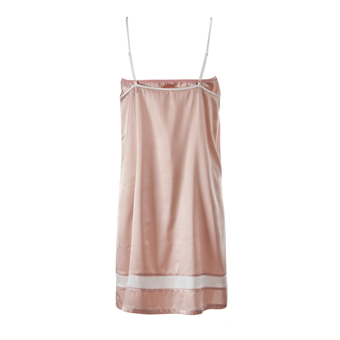Organic Cotton and Silk Nightdress with built in bra in Pink, back view – Juliemay Lingerie