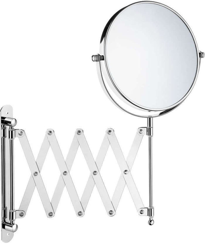 Pantograph Extension Makeup Mirror - 7x/1x Reversible, in Polished Chrome or Matte Black