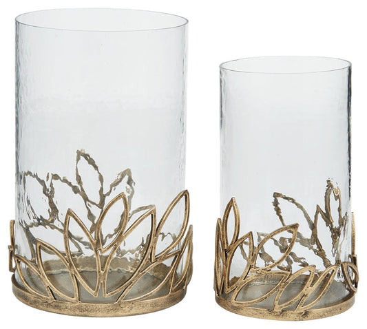 Pascal A2000137 Antique Gold Finish Candle Holder Set 2CN